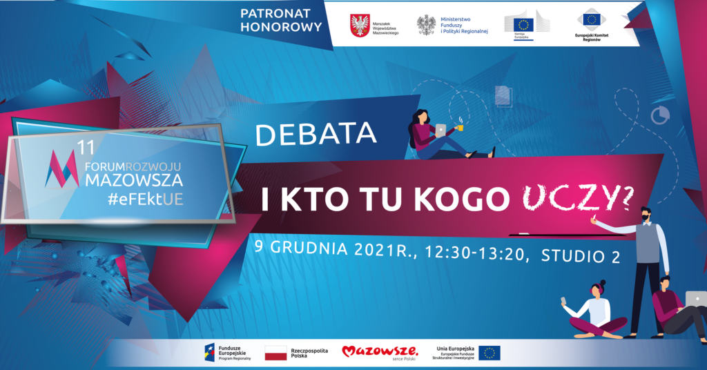 Grafika promująca debatę: „ kto tu kogo uczy?”