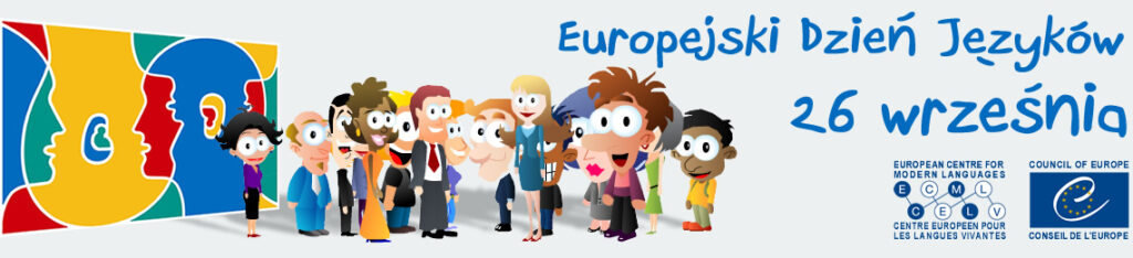 Grafika z hasłem: „Europejski Dzień Języków 26 września”. W tle animowana grafika - grupa osób różnych narodowości i w różnym wieku.