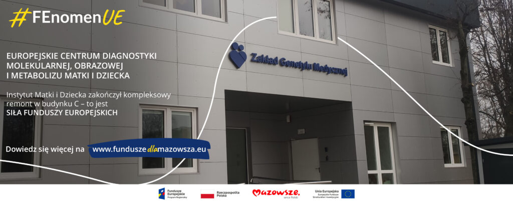 Grafika przedstawia napis: Europejskie Centrum Diagnostyki Molekularnej, Obrazowej i Metabolizmu Matki i Dziecka